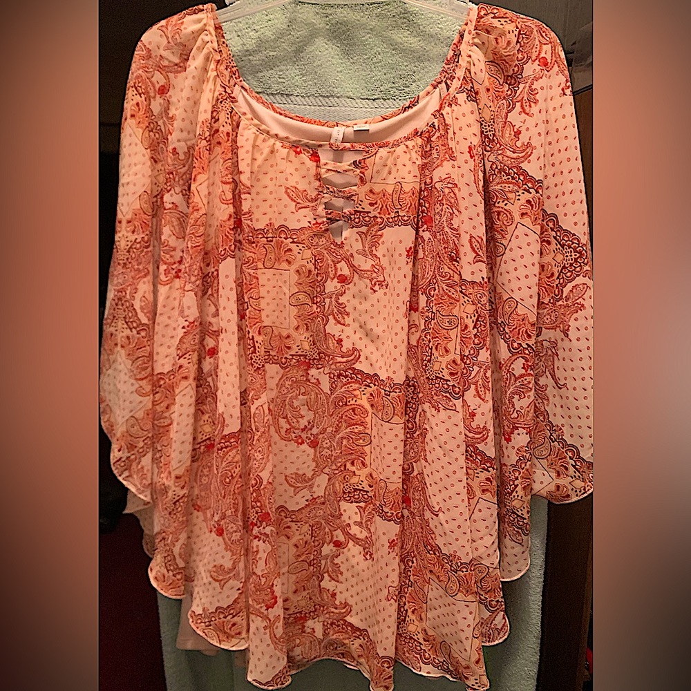 Cato Peach Capelet blouse